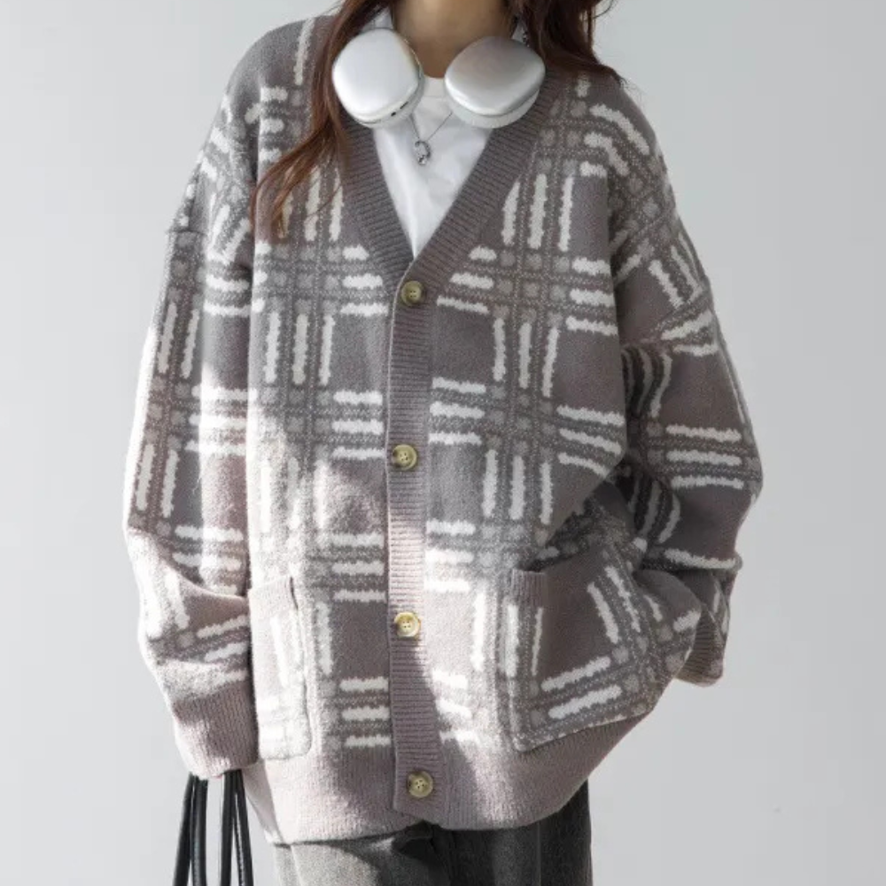 Cardigan Oversize | Motivo Geometrico | Morbido & Chic