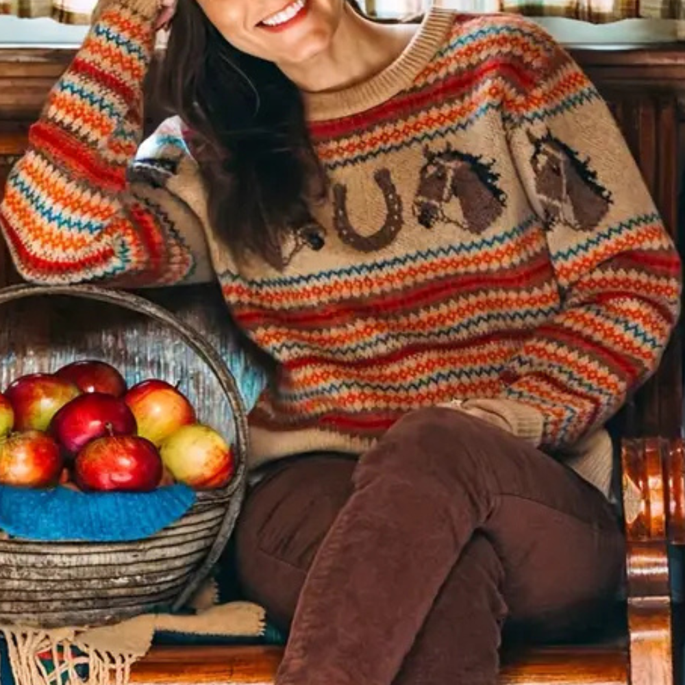 Maglione Western | Motivo Cavalli | Caldo e Vintage