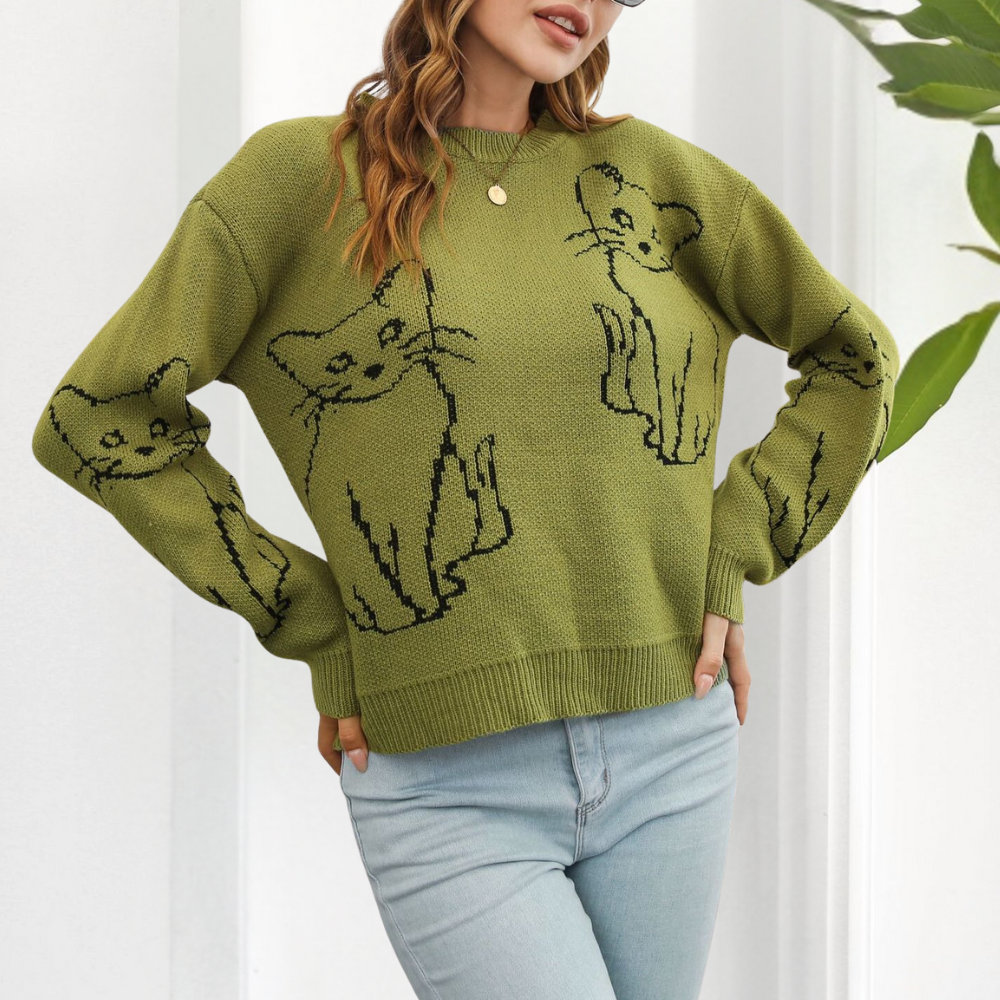 Maglione con Gatti | Lavorato a Maglia | Morbido e Originale